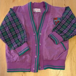 Chooze Purple Kids Jacket with Plaid Sleeves